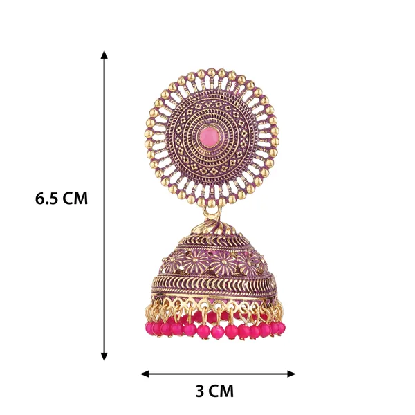 Pink_Gold_Brass_Gold_Plated_Engraved_Dome_Jhumka_Earrings_For_Women