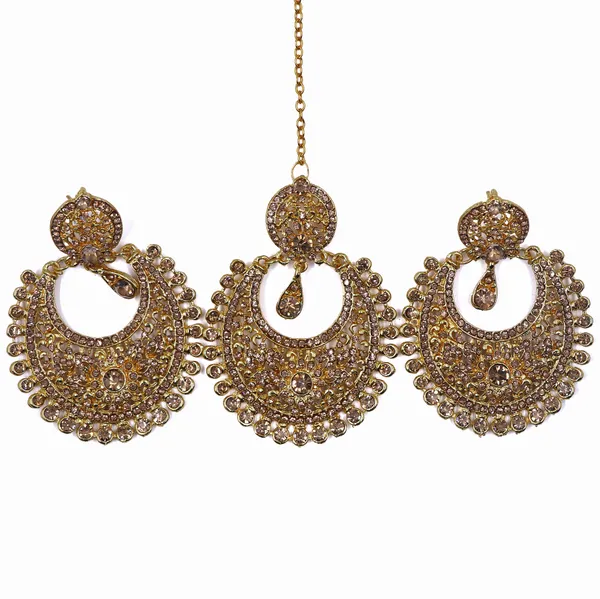 Gold_Tone_Stone_Studded_Maang_Tikka_And_Earrings_Set_For_Women