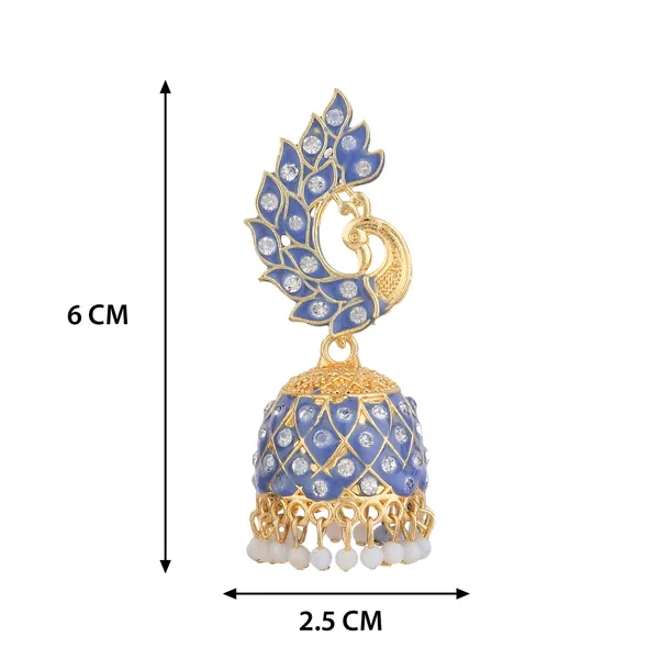 Blue_Gold_Brass_Gold_Plated_Peacock_Jhumka_Earrings_For_Women