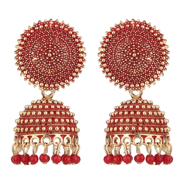 Red_Gold_Brass_Gold_Plated_Beaded_Dome_Jhumka_Earrings_For_Women