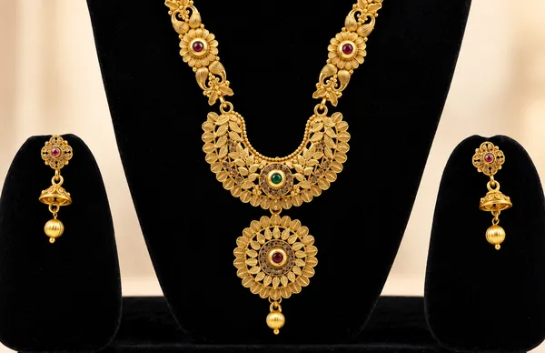 Gold_Brass_Traditional_Necklace_And_Earrings_Set_For_Women