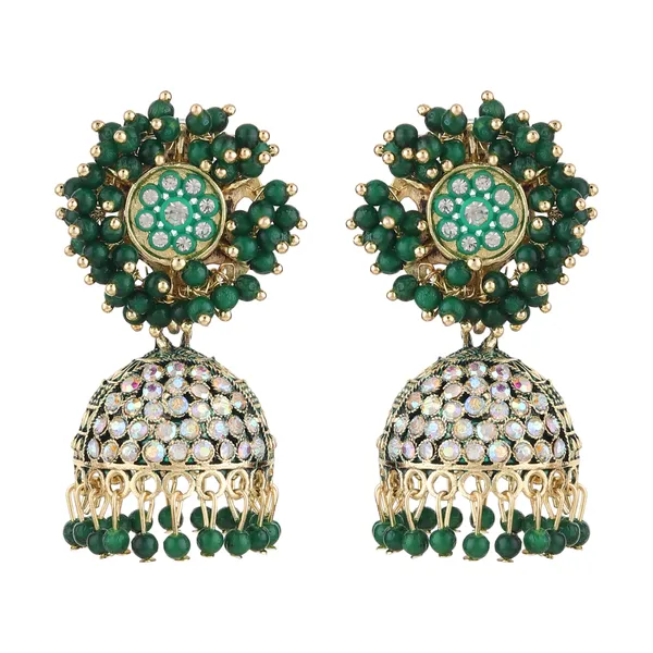 Green_Gold_Brass_Crystal_Beaded_Jhumka_Earrings_For_Women