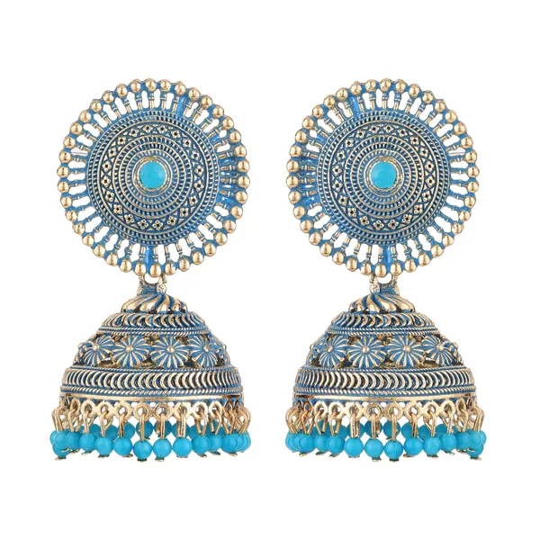 Blue_Gold_Brass_Gold_Plated_Engraved_Dome_Jhumka_Earrings_For_Women