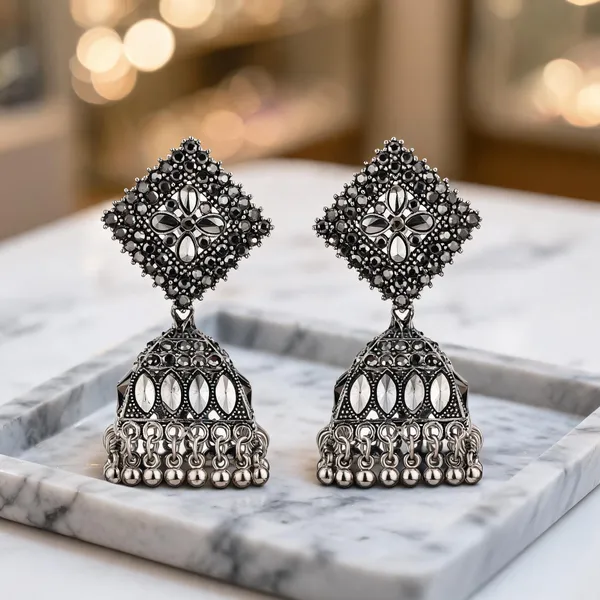Silver_Brass_Floral_Oxidised_Jhumka_Earrings_For_Women