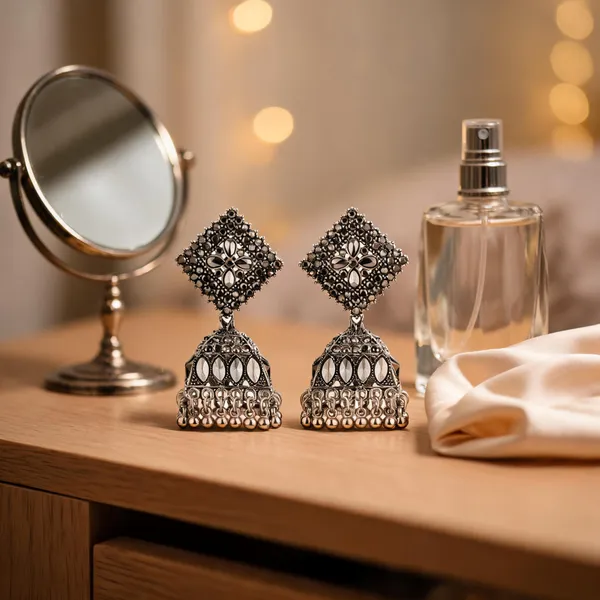 Silver_Brass_Floral_Oxidised_Jhumka_Earrings_For_Women