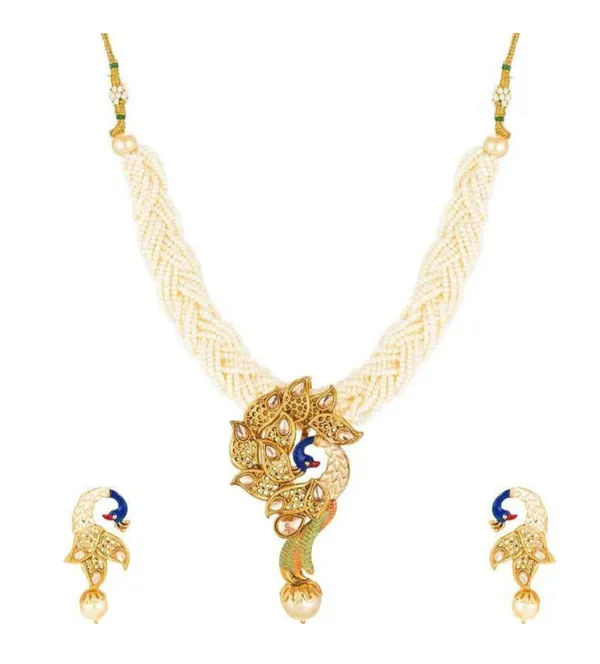 Gold_White_Pearl_Peacock_Drop_Necklace_Set_For_Women