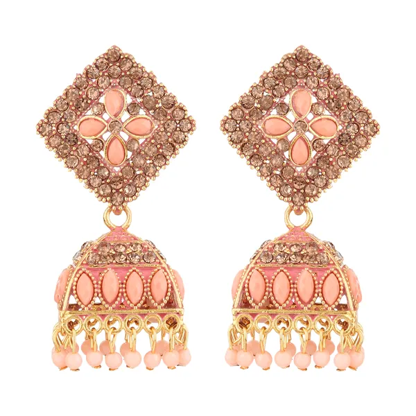 Pink_Gold_Brass_Gold_Plated_Stone_Embellished_Jhumka_Earrings_For_Women