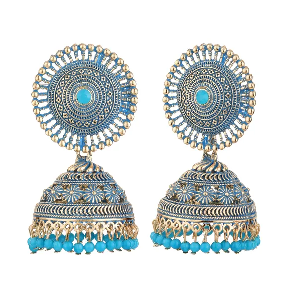 Blue_Gold_Brass_Gold_Plated_Engraved_Dome_Jhumka_Earrings_For_Women