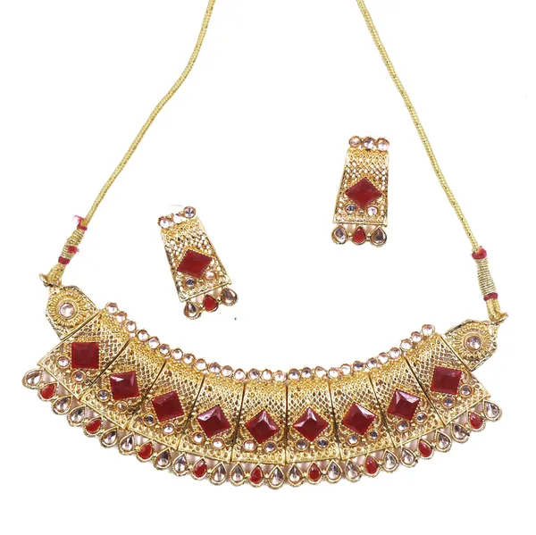 Gold_Red_Stone_Geometric_Necklace_Set_For_Women
