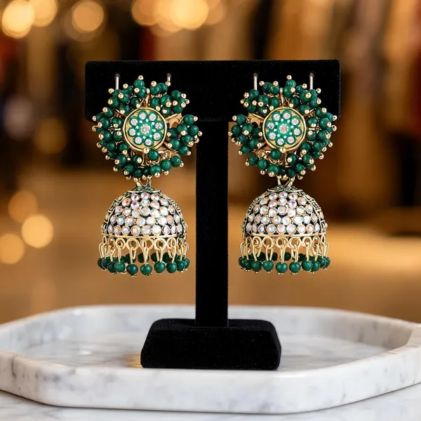 Green_Gold_Brass_Crystal_Beaded_Jhumka_Earrings_For_Women