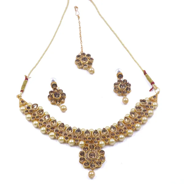 Gold_Tone_Black_Stone_Pearl_Drop_Necklace_Set_For_Women