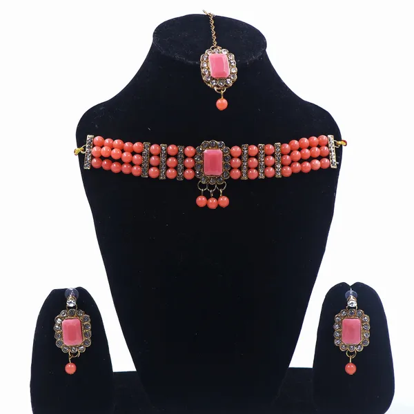 Coral_Pink_Kundan_Beaded_Necklace_Set_For_Women