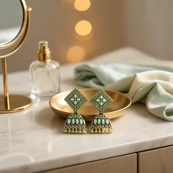 Green_Gold_Brass_Gold_Plated_Stone_Floral_Jhumka_Earrings_For_Women