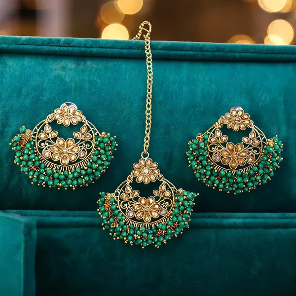 Green_Gold_Brass_Gold_Plated_Ethnic_Maang_Tikka_Jewellery_Set_For_Women