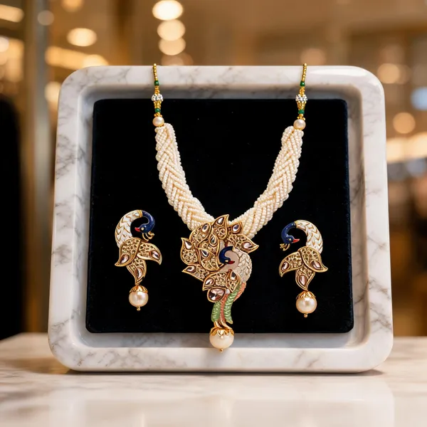 Gold_White_Pearl_Peacock_Drop_Necklace_Set_For_Women