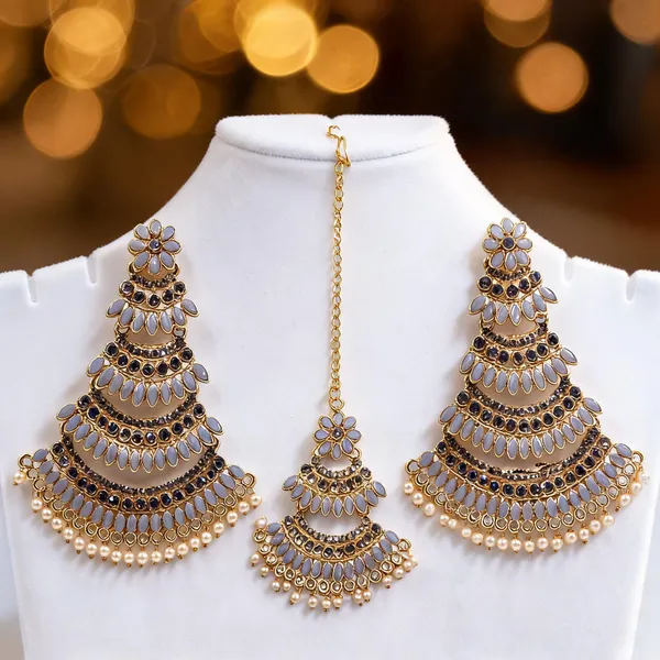 Gold_Tone_Tiered_Earrings_And_Maang_Tikka_Set_For_Women