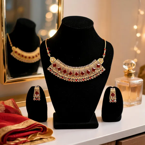 Gold_Red_Stone_Geometric_Necklace_Set_For_Women