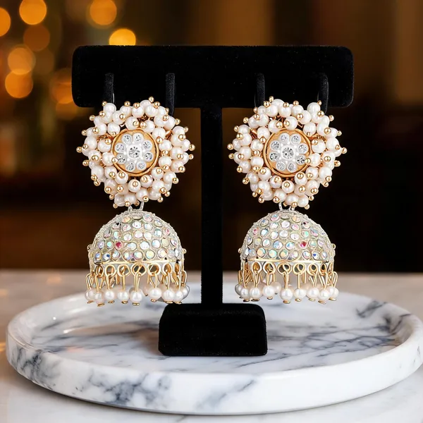 Gold_Brass_Pearl_Embellished_Dome_Jhumka_Earrings_For_Women