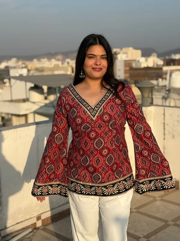Noor_Red_Ajrakh_Corset_Kurti