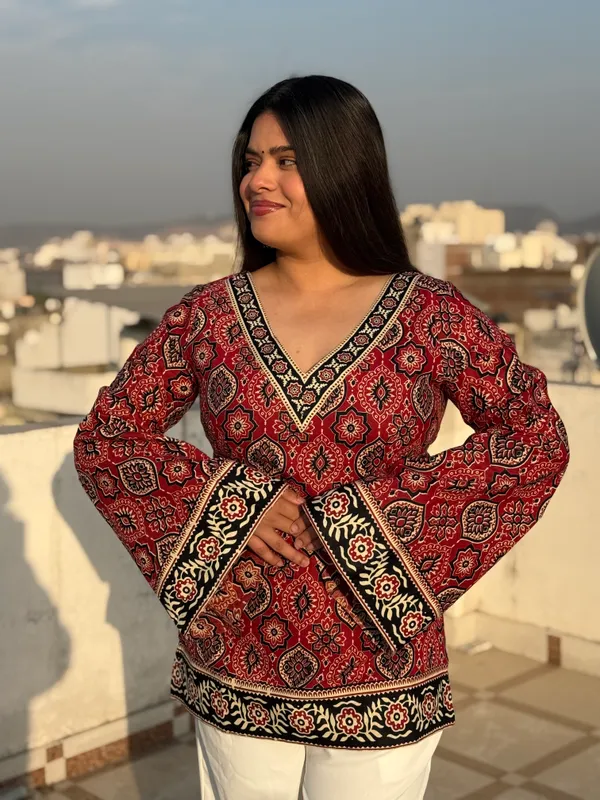 Noor_Red_Ajrakh_Corset_Kurti