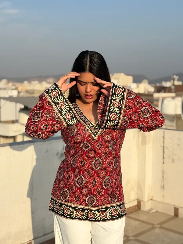 Noor_Red_Ajrakh_Corset_Kurti