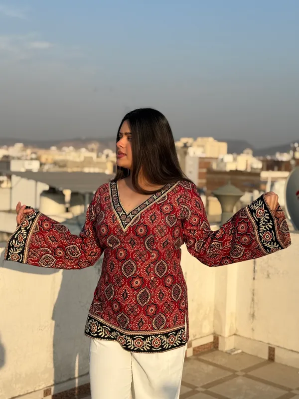 Noor_Red_Ajrakh_Corset_Kurti