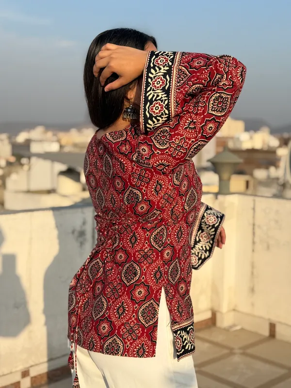 Noor_Red_Ajrakh_Corset_Kurti