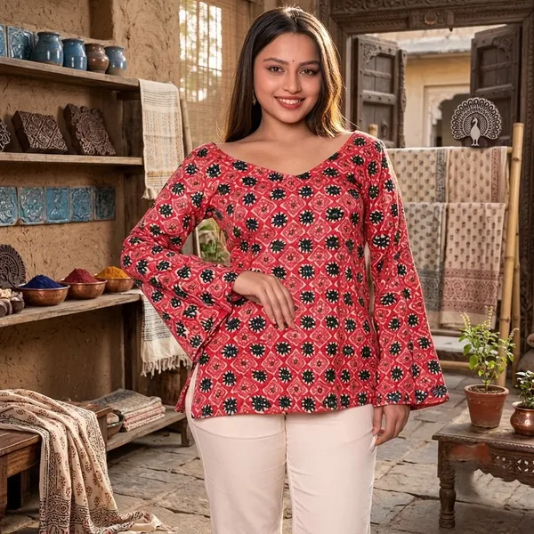 Adaa_Red_Square_Corset_Kurti