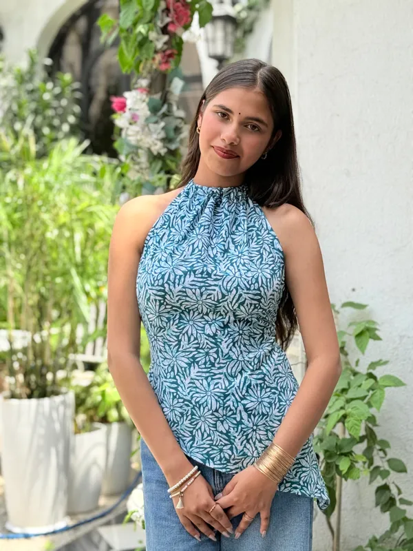 Laila_Sea_Green_Floral_Asymmetric_Backless_Top