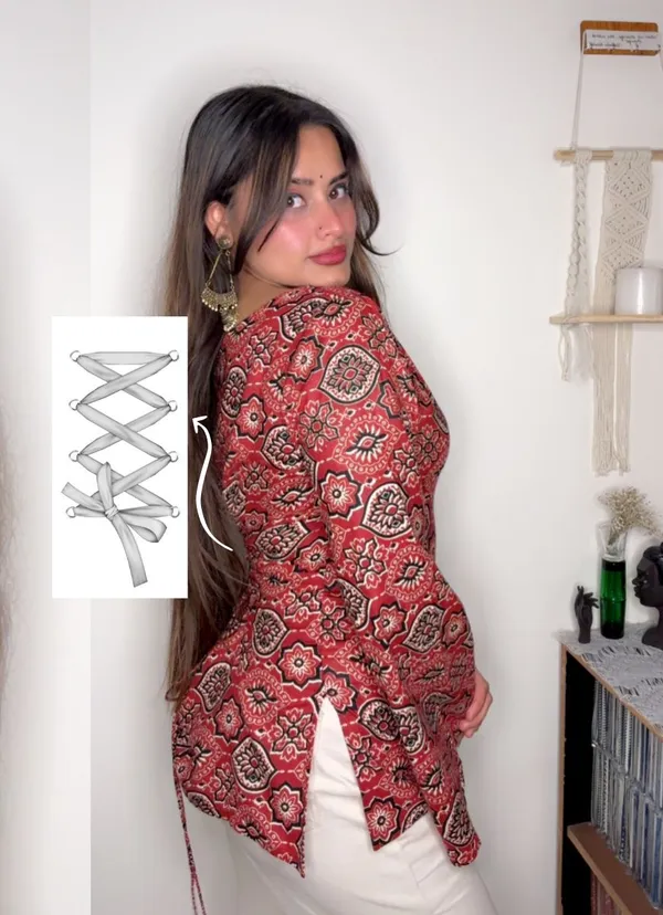 Adaa_Red_Ajrakh_Corset_Kurti