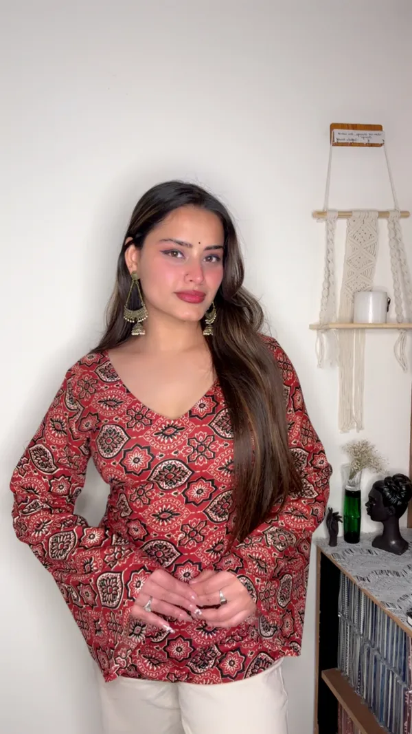 Adaa_Red_Ajrakh_Corset_Kurti
