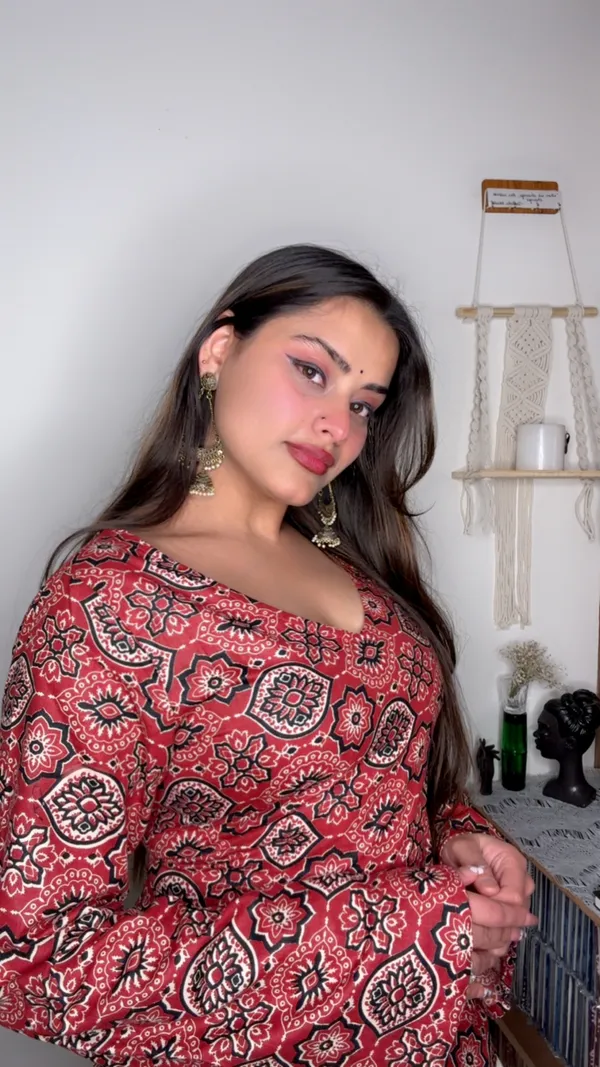 Adaa_Red_Ajrakh_Corset_Kurti