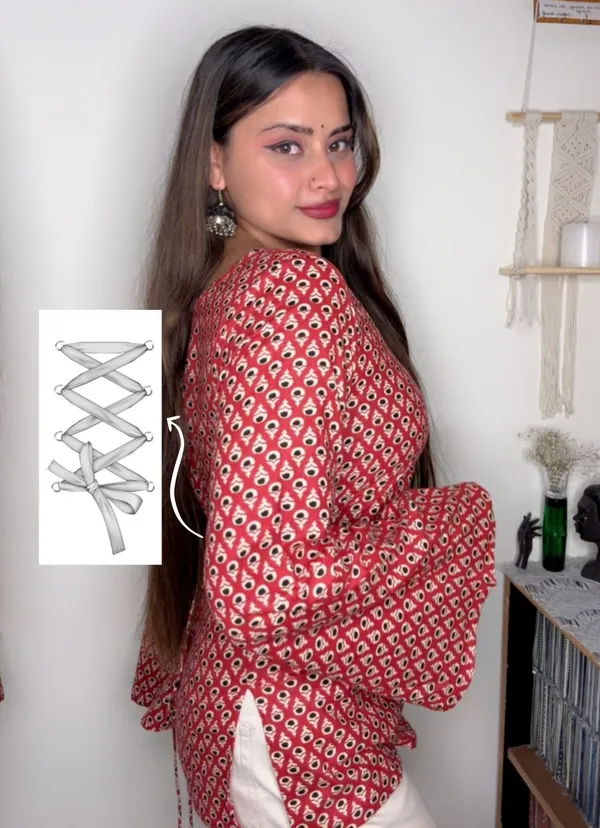 Adaa_Red_Buti_Corset_Kurti