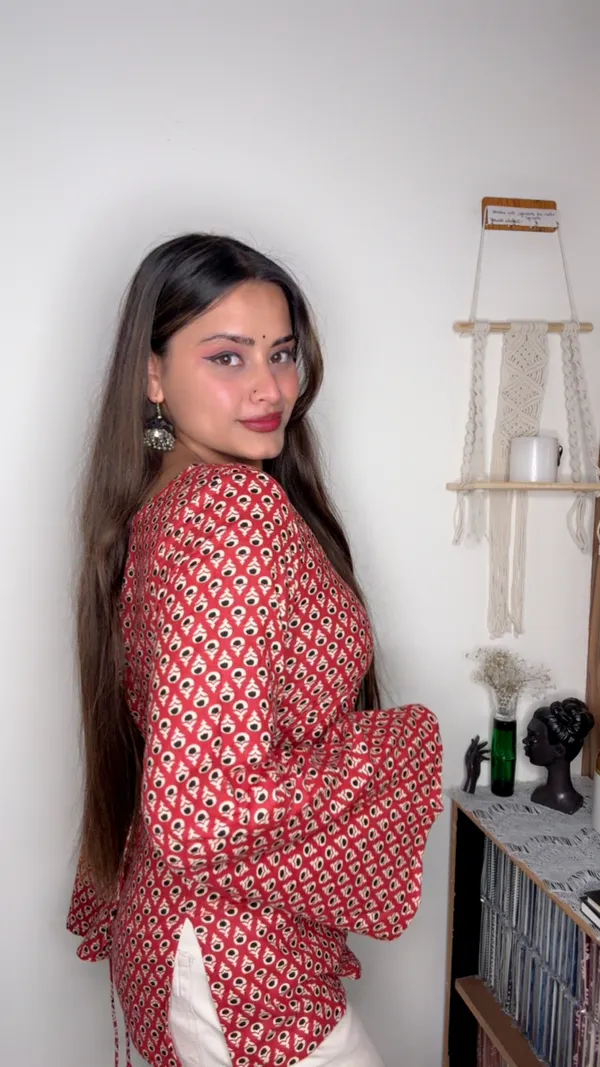 Adaa_Red_Buti_Corset_Kurti