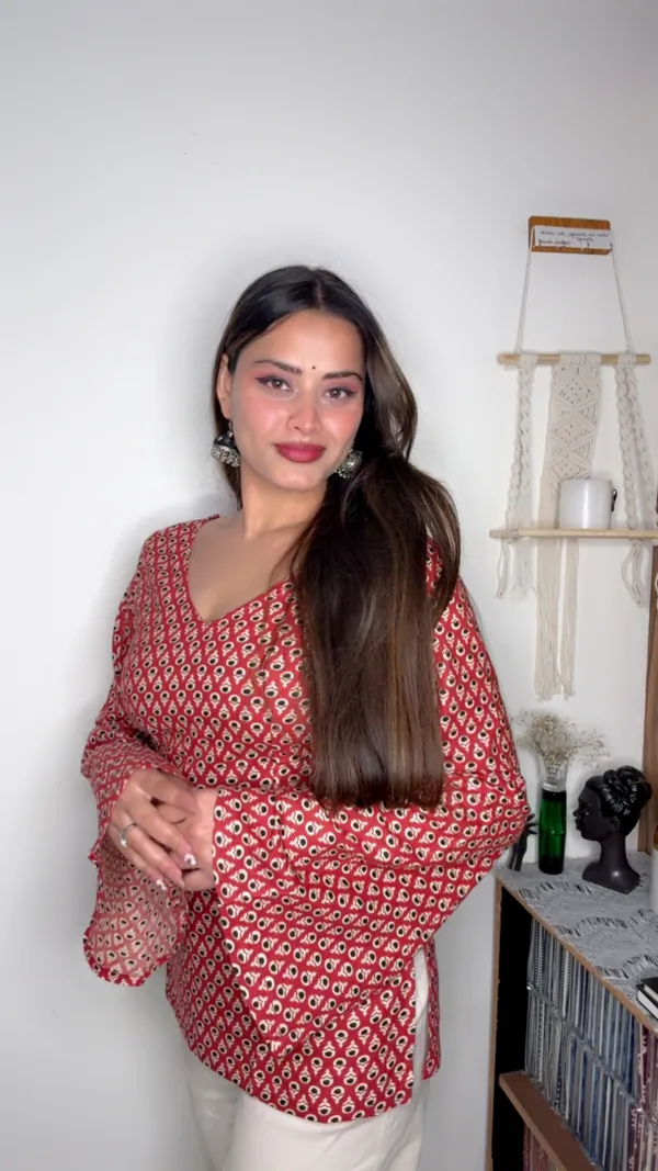 Adaa_Red_Buti_Corset_Kurti