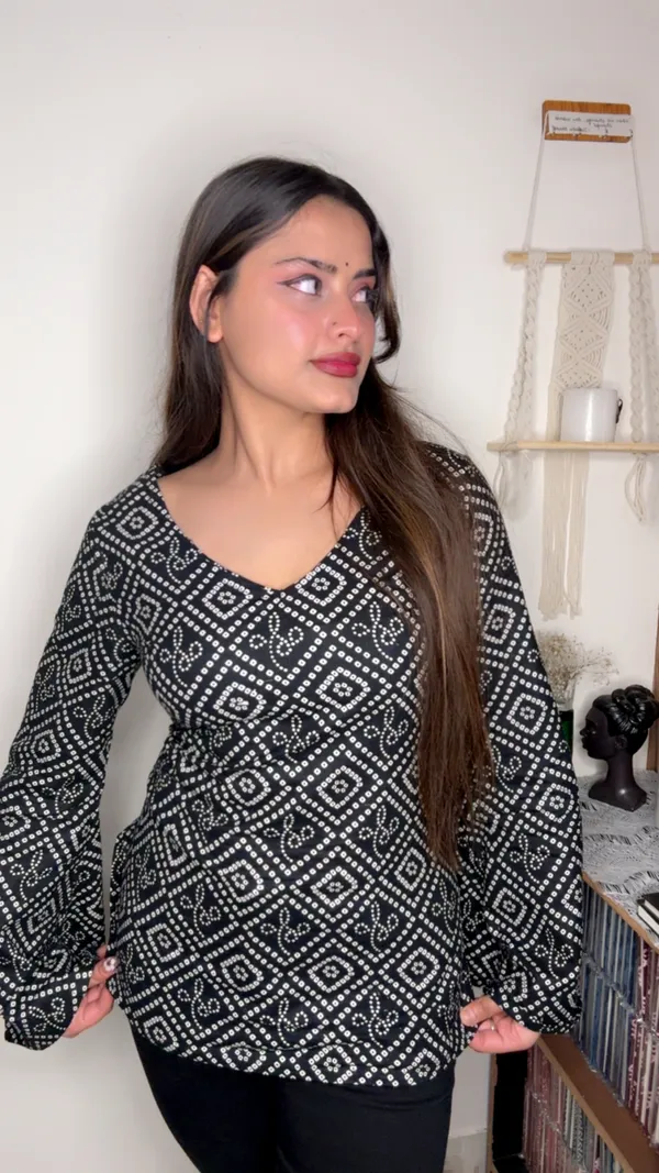 Adaa_Black_Bandhani_Corset_Kurti