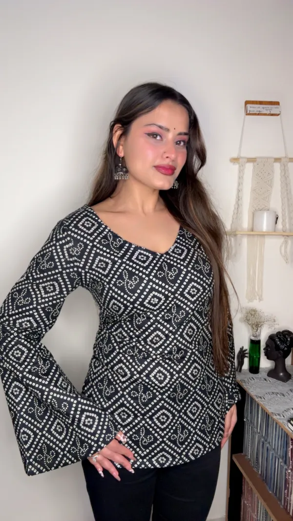 Adaa_Black_Bandhani_Corset_Kurti