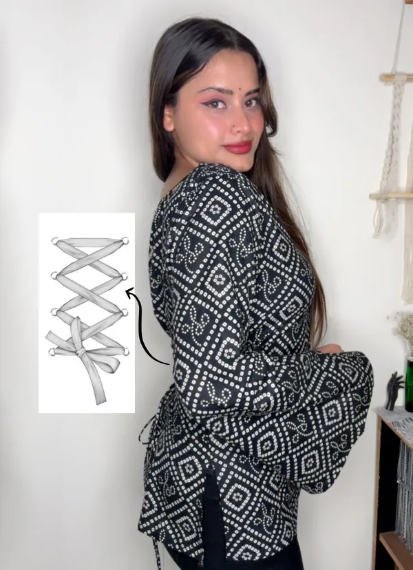 Adaa_Black_Bandhani_Corset_Kurti