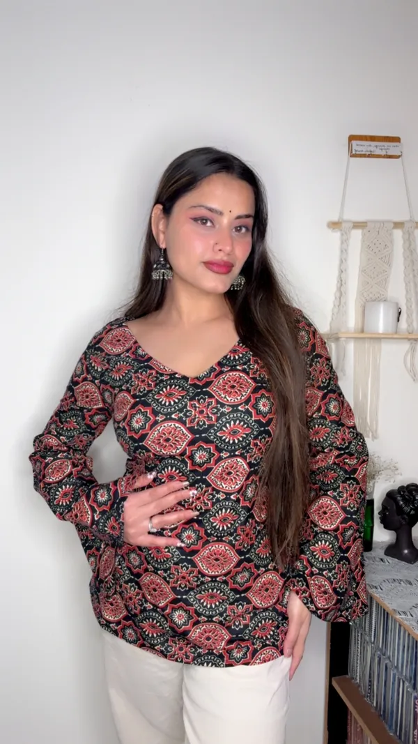 Adaa_Black_Ajrakh_Corset_Kurti