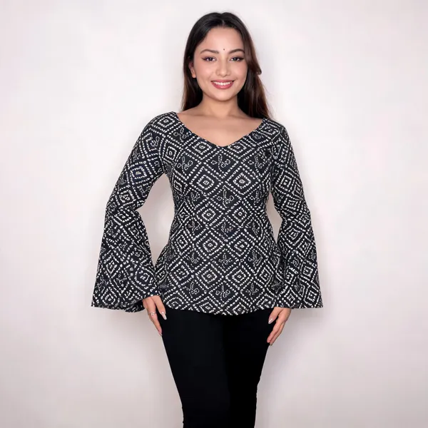 Adaa_Black_Bandhani_Corset_Kurti