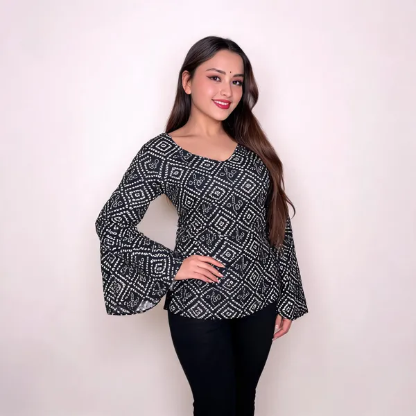 Adaa_Black_Bandhani_Corset_Kurti