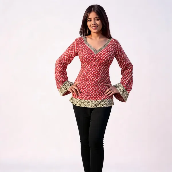 Noor_Red_Buti_Corset_Kurti