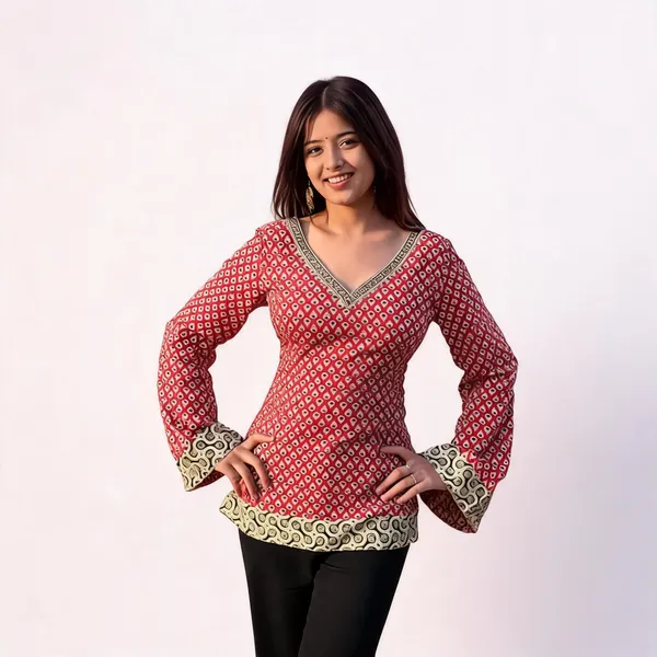 Noor_Red_Buti_Corset_Kurti