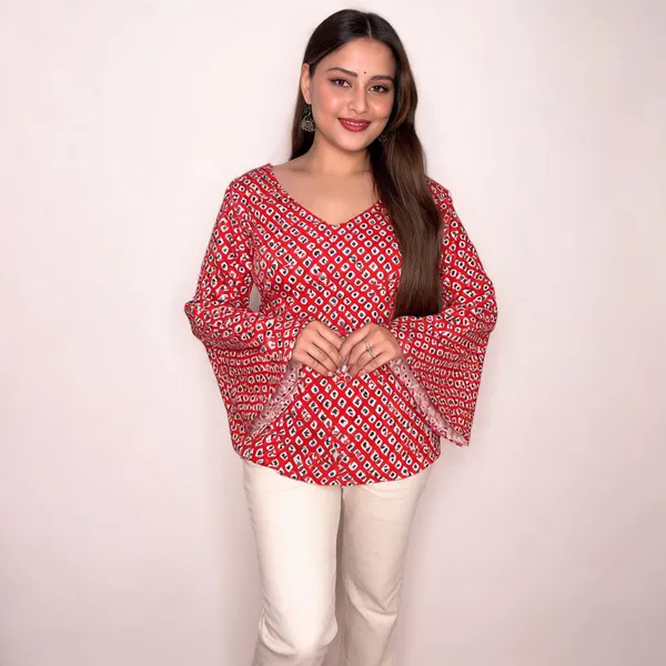 Adaa_Red_Buti_Corset_Kurti