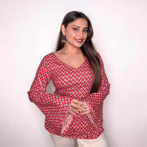 Adaa_Red_Buti_Corset_Kurti