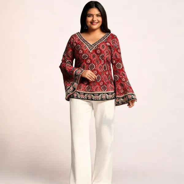 Noor_Red_Ajrakh_Corset_Kurti