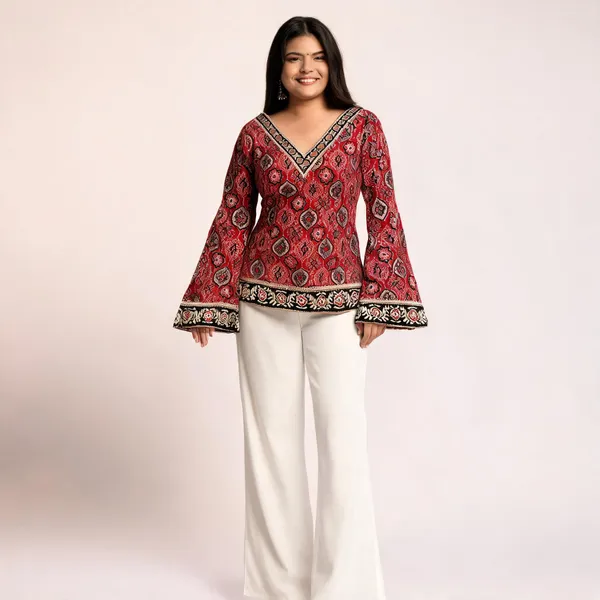 Noor_Red_Ajrakh_Corset_Kurti