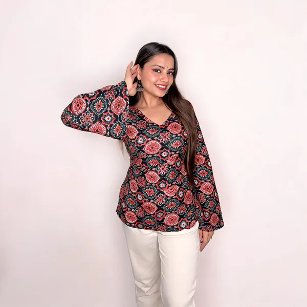 Adaa_Black_Ajrakh_Corset_Kurti