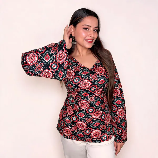 Adaa_Black_Ajrakh_Corset_Kurti