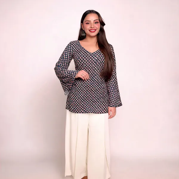 Adaa_Black_Buti_Corset_Kurti
